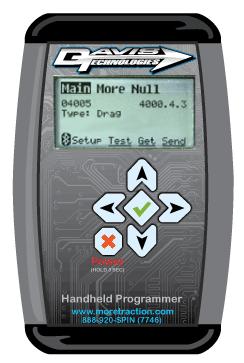 Handheld Programmer The handheld programmer can be used to adjust all of the parameters that the TCP software does, but is a simple, self contained system that