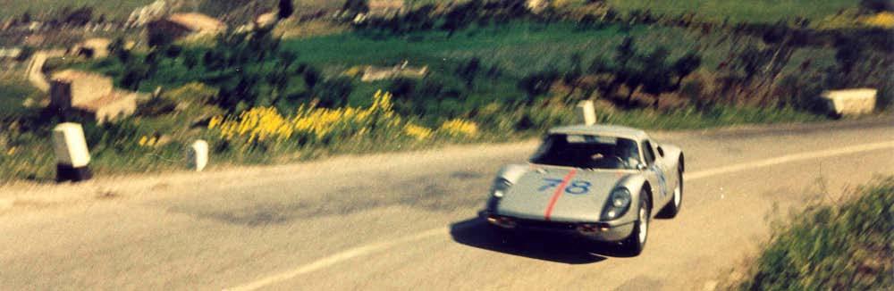 Above: The Bulgari/Grana Porsche 904 GTS 080 cornering hard during its maiden race in the 1964 Targa Florio, Piccolo Madonie, Sicily.