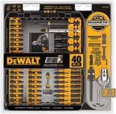 IMPACT READY SCREWDRIVING SETS Part of DEWALT s Flex Torque line of power tool accessories, these revolutionary bits flex up to 15 for increased durability and reduced breakage for longer bit life.