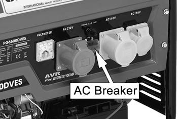 2. Select the voltage that you require using the voltage selector switch. AC BREAKER The AC Breaker will activate if the generator is overloaded. If the AC Breaker activates, 1.