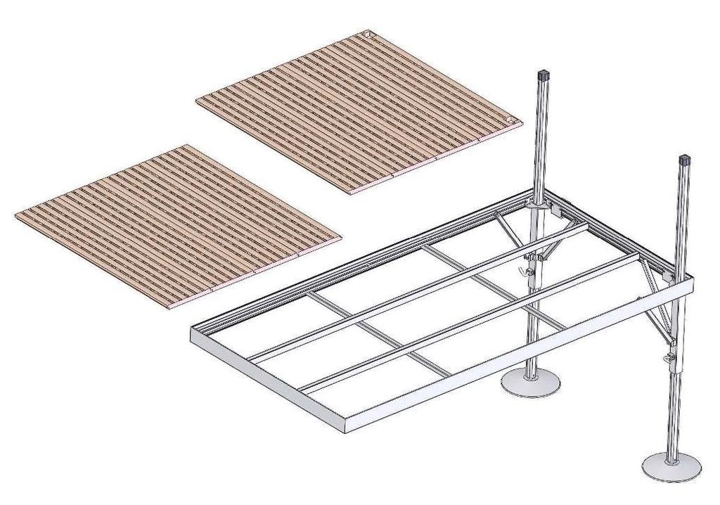 Legs, Inner Legs, Footpads, races, Fasteners and End aps) Posts can be cut off and recessed under the deck panels. Maximum 15" of inner leg can be above set screw.