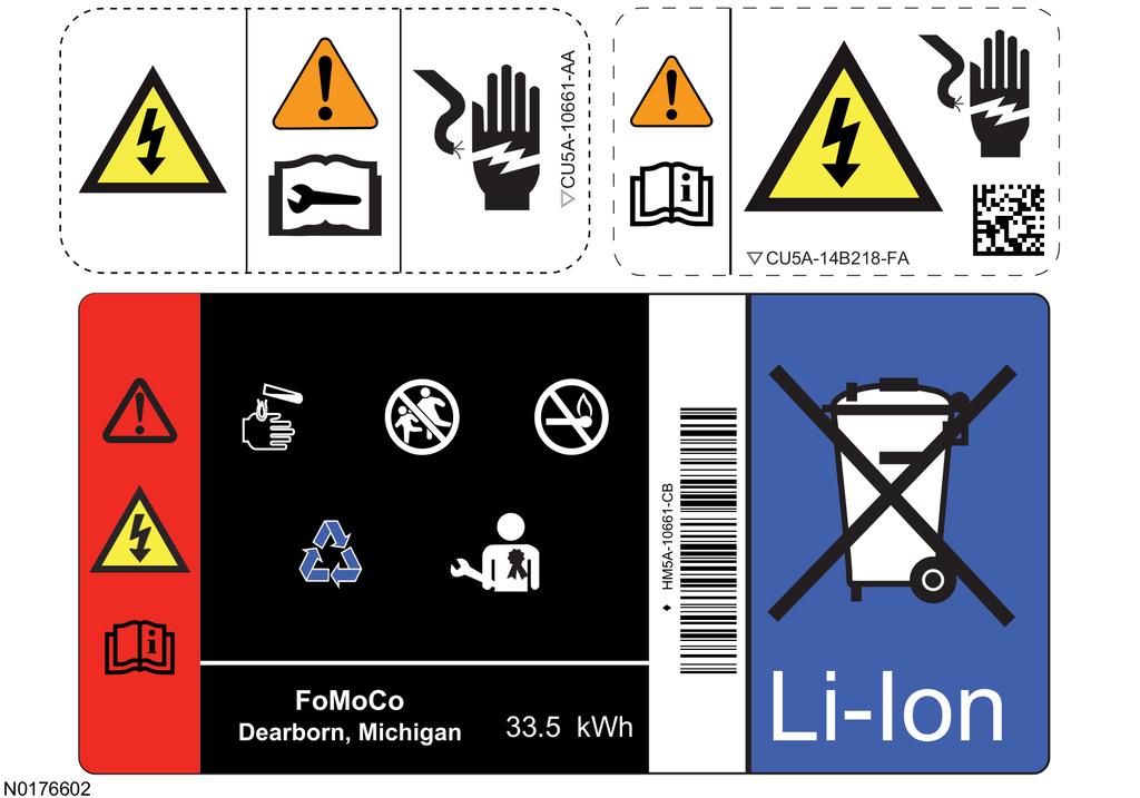 High Voltage Electrical System Information 1-3 Section 1: High Voltage Electrical System Information High Voltage Warning Decals On Ford