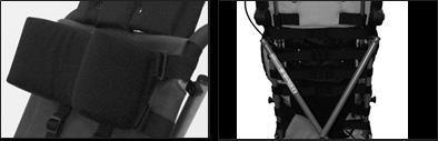 They can also be wrapped around the arm rest tube twice for high tone children. Fig.114 The abductor is attached with screws at the end of the seat tubes. Fig. 114 Padded Headwings Adjustable padded head-wings provide soft foam support for midline positioning.