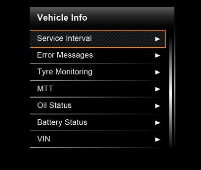 Vehicle Info( ) Service Interval( ) Error Messages( ) Vehicle Info( ) 3.9 Service Interval( ) 3.