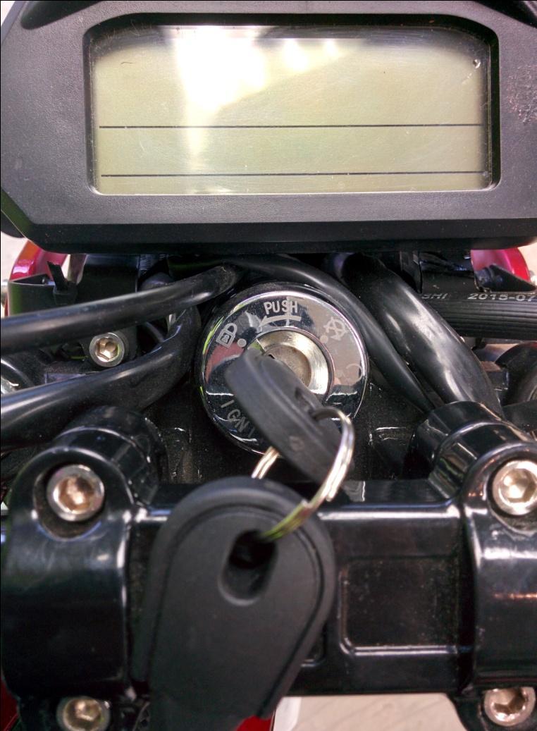 The key simply rests in the bike, and the bike is not turned on. 3. This is the on position.