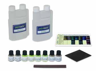 Easy to use, mess-free and disposable! Each kit comes complete with a color chart, instructions, black evaluation plate, applicators and two 8 oz (237 ml) mixing bottles.