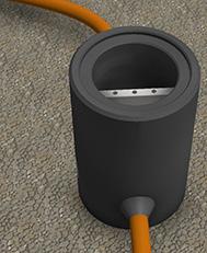 Consider the possible paving materials when setting the level. Cover the unused conduit openings with plugs accompanying the foundation.