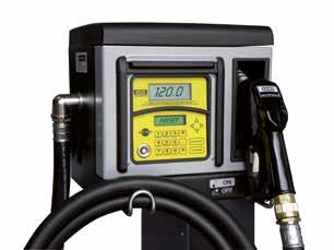 70 l/min electronic flowmetre with 50 user codes 4 m filling hose, automatic nozzle installed within a protective housing Electric pump CUBE 70 K33 (Details / accessories see page 108) Electric pump
