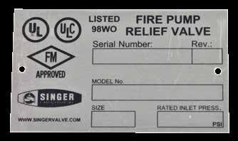 Model 106-RPS-8700 UL / FM Pressure Relief Valve Fire Protection KEY FEATURES UL / FM approved for fire extinguishing systems Reliable diaphragm actuated Hydraulically operated design Class 150 and