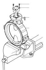 Machine screw! Retainer plateu Upper stem 3- Key g4 Lower valve body q Disassembly Procedure () Hold the lower valve body q in a vise. () Remove the key g4 from the stem. (Fig.