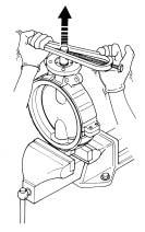 At this time the bushing r will not come out at the same time. Do not forget to remove it. (Fig. 55) (5) Remove the O ring i (84T only) and O ring!3 from the upper stem.