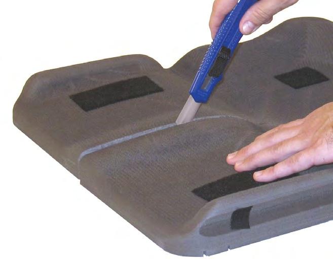 Modifying Components 1. Modify Contoured Base with a blade or electric knife. 2. Cut Modifiable Wedge with a blade or electric knife.
