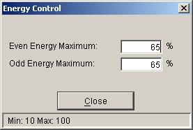 Edit Energy Control and Edit Graph Levels buttons provide a means for adjusting the energy and energy alarm level settings.