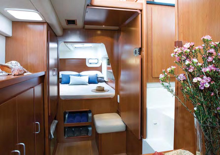 The starboard hull is dedicated to the stylish owner s suite with a spacious master cabin and private head forward with a large stall