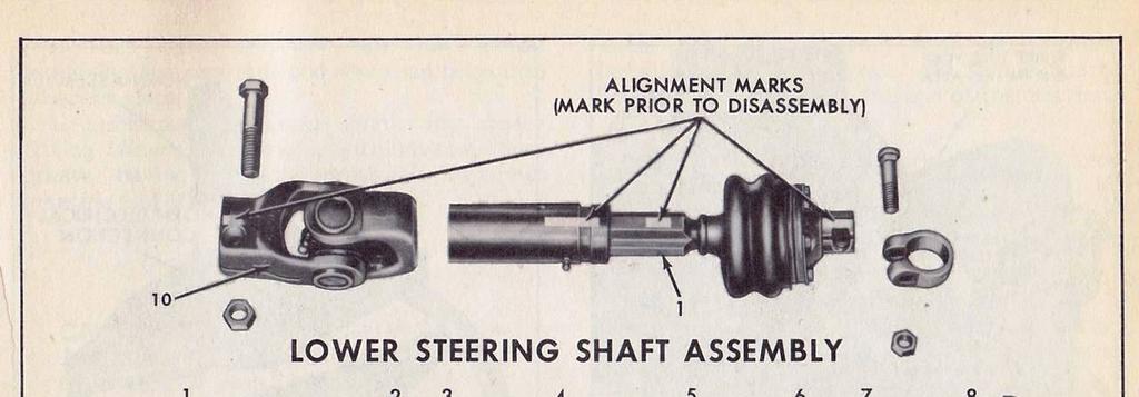 Figure 4 Lower steering shaft assembly from MM X-7625 1) Remove the lower steering shaft CV joint Flange (7) from the bottom of the steering column.