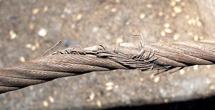 Damaged wire rope Crushed Rope
