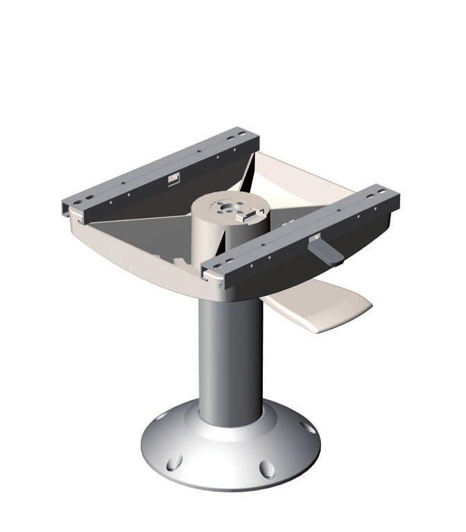 Fixed height seat pedestal with seat sliders and 360 swivel. The top can swivel freely and locks in the driving position. Seat pedestal - large base Art.