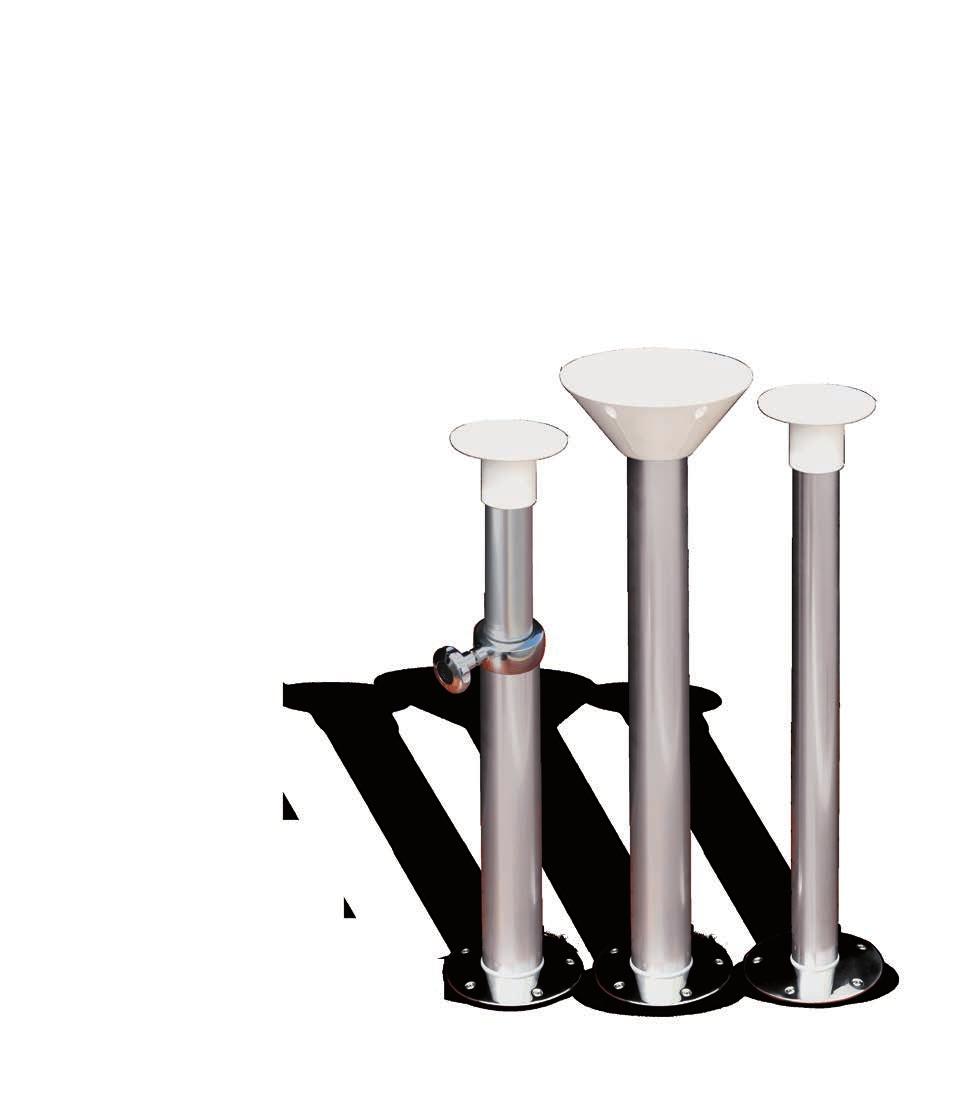 Movable Table Pedestals Sturdy moveable table pedestals that require no hole in the deck - available in various heights. All pedestals are fitted to deck with a 2080 twist-lock flange.