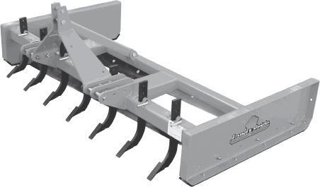 GS25 Series Grading Scrapers 40-90 HP Hitch: Cat 1 & 2, Quick Hitch Compatible Working Width: 72", 84" and 96" Overall Width: 6'6", 7'6", 8'6" Overall Length: 56" Side Panel Height: 14 5 /8" Side