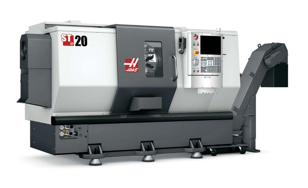 The High-Performance Turning Centers [ S p e c i a l S e r i e s ] Haas ST-20 Series Lathes 4000-rpm high-torque spindle; 20 hp vector drive ISO standard G-code programming through the user-friendly,