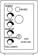 Ramp controls are fitted to give up to 10 seconds for the current in the solenoid to built up to its full load value, or to return to the offset point.