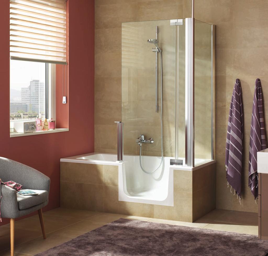 SHOWER, BATHTUB & EASY ACCESS: DUETT MAKES WISHES COME TRUE. STEP INTO A NEW BATHROOM EXPERIENCE. The two worlds of the Duett.