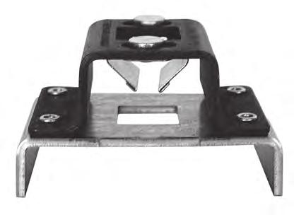Striker bracket made of black polylube plated carbon steel bracket, zinc-plated spring clip, and aluminum channel for