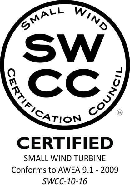SWCC Summary Report Manufacturer: Wind Turbine: Certification Number: The above-identified Small Wind Turbine is certified by the Small Wind Certification Council to be in conformance with the AWEA