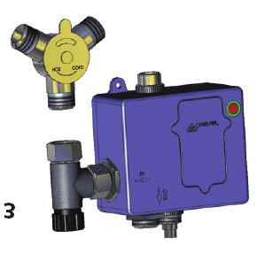 2 1 2. Install the ½ NPSM swivel coupling onto the outlet (top) of the mixing valve. 3.