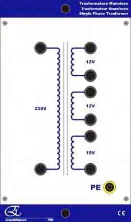 safety sockets A193 - Single Phase Transformer Multi-windings Primaries: 1 x 230V windings Secondaries: 2 X 12V, 1 x 15V