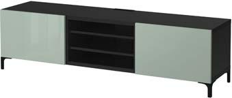 Black-brown/ SELSVIKEN light grey-green/glassvik clear glass. Push-open 892.030.56 329 Soft-closing 592.030.67 329 BESTÅ TV bench with drawers.