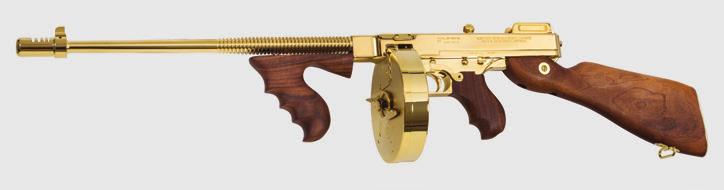 to their centuryold Thompson, historically referred to as the Chicago Typewriter. The Thompson 1927A-1 semi-automatic carbine is now offered in a Gold plated finish and also a Polished Chrome.