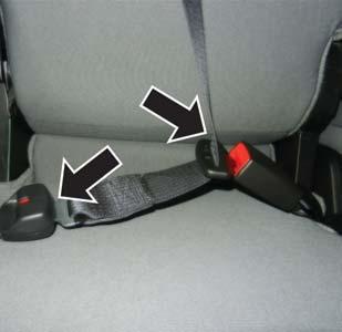When the seat belt is long enough to fit, insert the mini-latch plate into the minibuckle until you hear a click. 5. Sit back in seat.