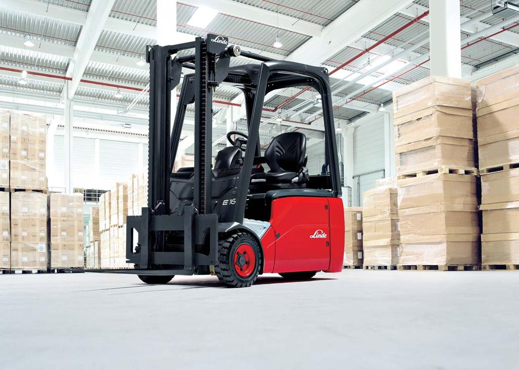 Electric Counterbalance Trucks Capacity 1200 2000 E12, E14, E15, E16, E18, E20 SERIES 386 Safety Linde ProtectorFrame: The protective overhead guard and its supporting frame together form a strong