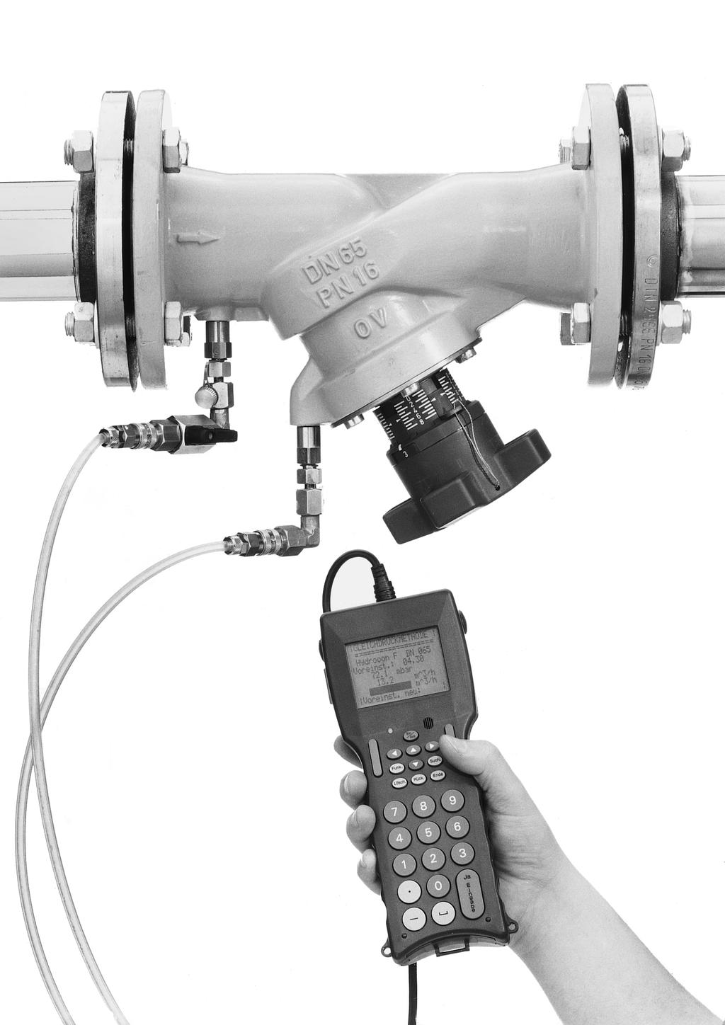 Measurement and regulation Flow-meter "OV-DMC 2 with memory and microprocessor featuring numerous functions and a wide range of applications: flow rate indication (in l/s, m3/h and gal/min)