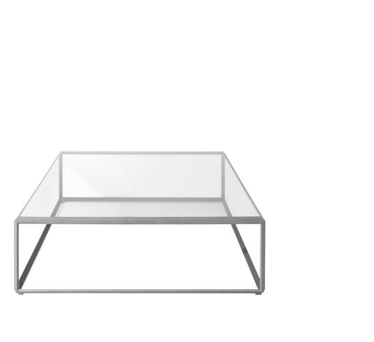 45 /tavolino ron gilad Series of small tables with extra-light transparent glass top, available in various sizes and marked by a bicolour finish.