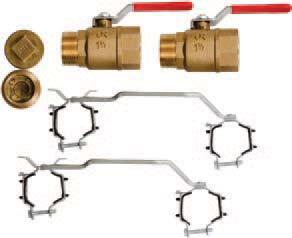 The manifold body comes with G 1 1/2" flat gasket unions for connection of inlet ball valve G 1 1/2" x 1 1/2" Female NPT and