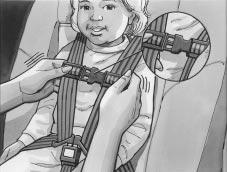 CAUTION: An unfastened shoulder harness clip won t help keep the harness in place on the child s shoulders.