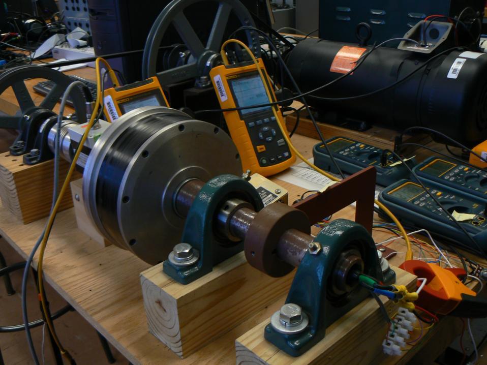 The experimental setup includes a supply source, which is a 24V DC battery, the prototype motor and a T20WN torque transducer from HBM to read the torque output.