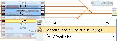 Schedule Specific Block/Route Settings For a particular schedule you can right hand click on the block with a route to
