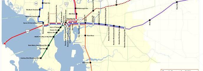 Light Rail New Tampa- Westshore Brandon-Westchase South Tampa- Commuter Rail Lutz SouthShore Plant City Bus Complementary Bus Network Westshore USF Tampa