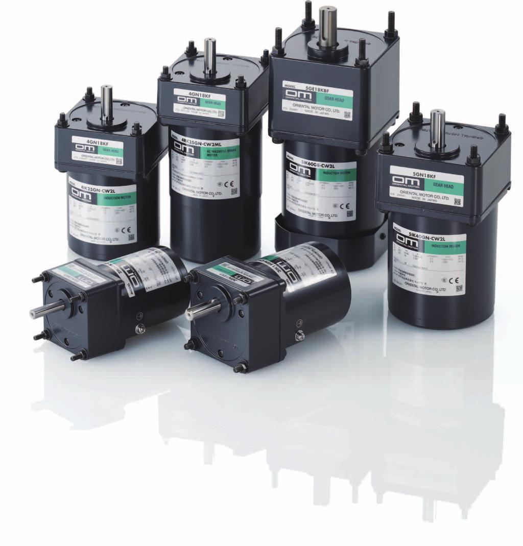 RoHS Directive-Compliant World K Series Conforms to Power Supply Voltages in Asia Induction Motors Reversible Motors Electromagnetic Brake Motors World K Series models that conform to power supply