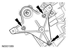 Install the camshaft oil seal retainer and the 3 bolts. Tighten to 10 Nm (89 lb-in). Fig.