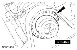 Fig. 290: Locating Camshaft Oil Seal On Special Tool 14.