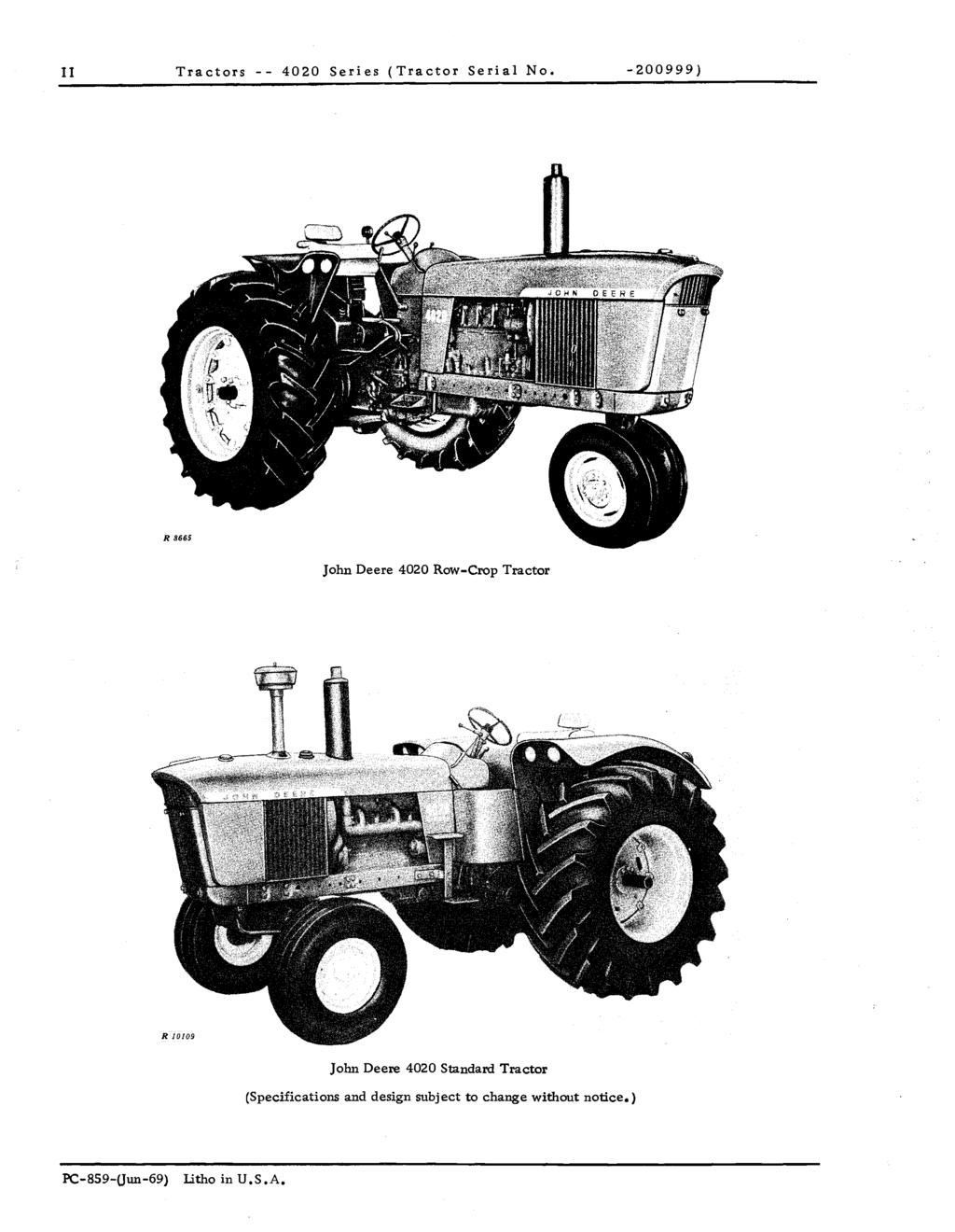 II Tractors -- 400 Series (Tractor Serial No.