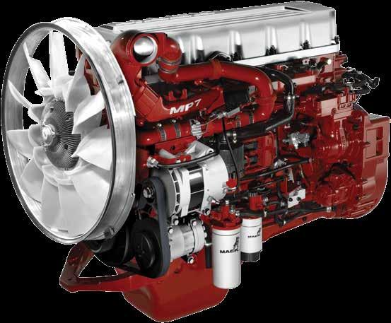 The lightweight MP7 engine has a range from 325 HP to 405 HP, and torque ratings from 1,200