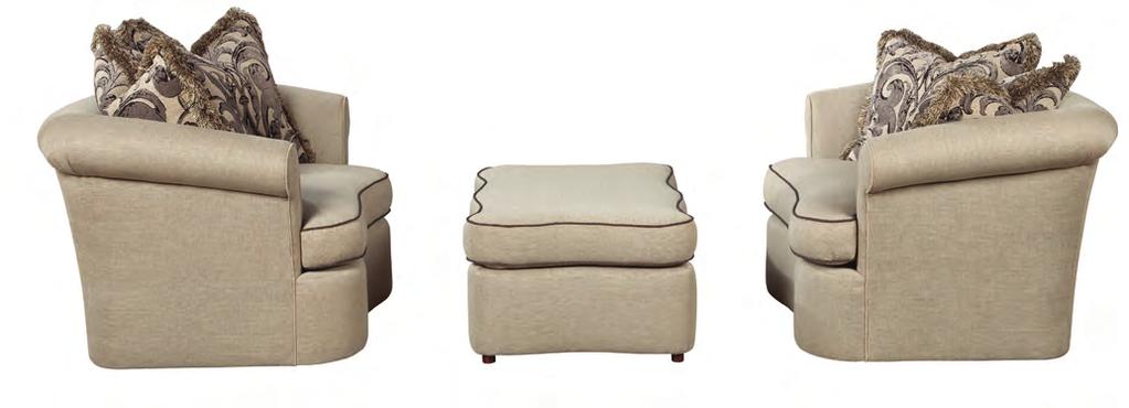 row around base 4236-523 swivel chair Available in Leather Availalbe with Leather arm patches Stardard with Nail Trim small nail head to head around arm panel,