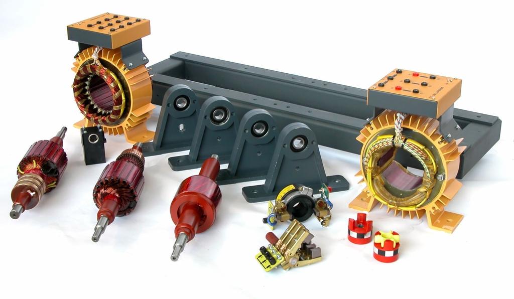 DL 10280 SET OF COMPONENTS It includes the following components: 1. Base plate 2. Supports with bearing 3. Coupling joints 4. Flexible coupling 5. Electronic speed transducer 6. Assembling screws 7.