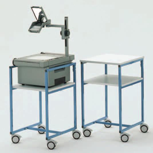 projector trolley for an overheadprojector. Suitable for all common projector sizes. Outer dimensions, W/H/D: 46 x 75 x 52 cm Removable side shelves, to be able to work standing or sitting.