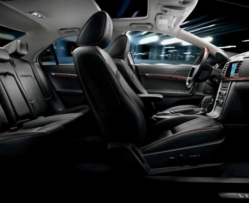 TEAMS LOGIC WITH UNCOMPROMISING LUXURY. Sumptuous Bridge of Weir TM leather trims the heated and cooled, 0-way power front seats of Lincoln MKZ.